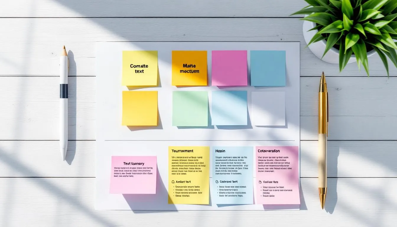 A slide layout demonstration showcases a grid system and visual hierarchy principles, highlighting the effective use of space and organization in slide design. This image illustrates how to create cohesive and engaging presentations using various elements like colors, fonts, and graphics to enhance the overall style and impact.